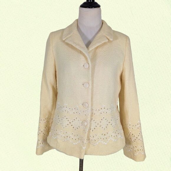 Rickie Freeman‎ Teri Jon Blazer/Jacket 12 Yellow Wool Nylon US - Picture 1 of 6